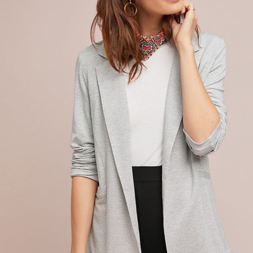Anthropologie Bordeaux Edie Knit Blazer